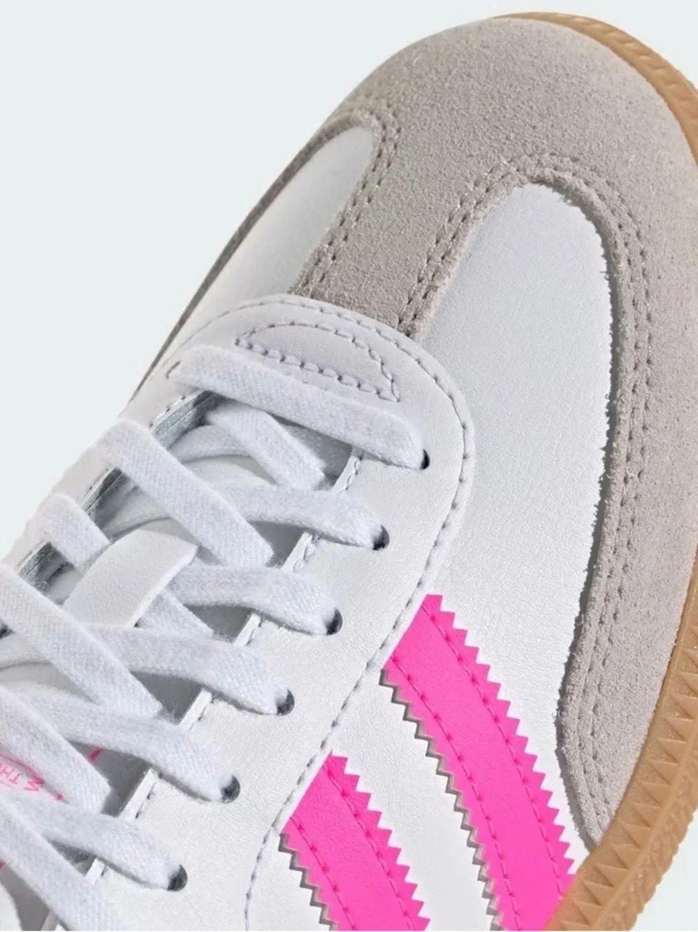 adidas Samba White with Hot Pink Stripes Women's Sneaker